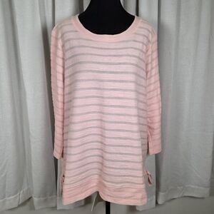 Liberty Lane Pink Striped Textured Knit Top | XL